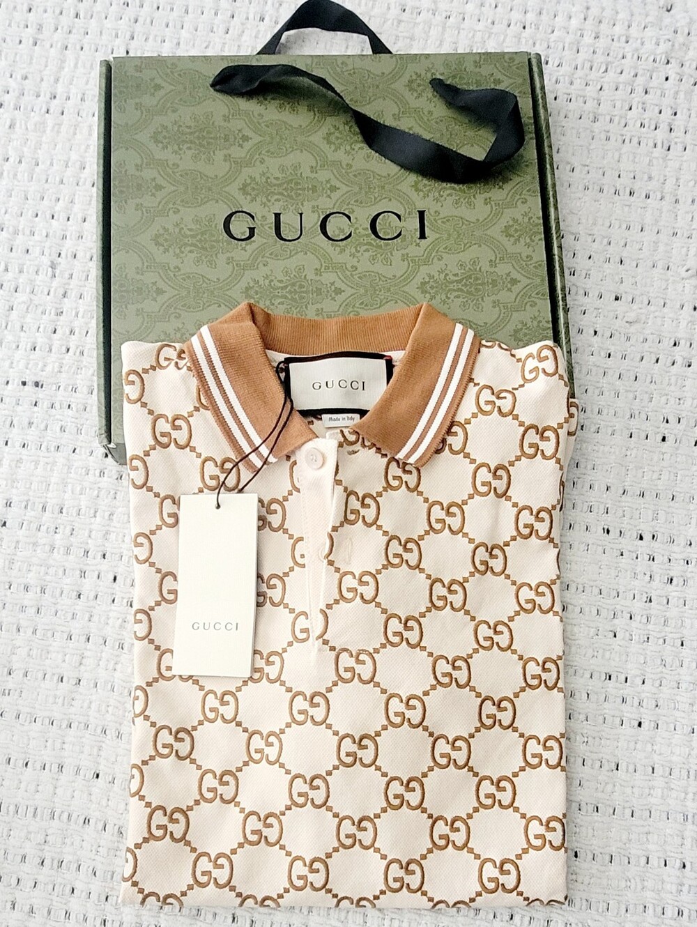 🇮🇹GUCCI EMBROIDERED👕 BEIGE POLO✨️ - Picture 13 of 15
